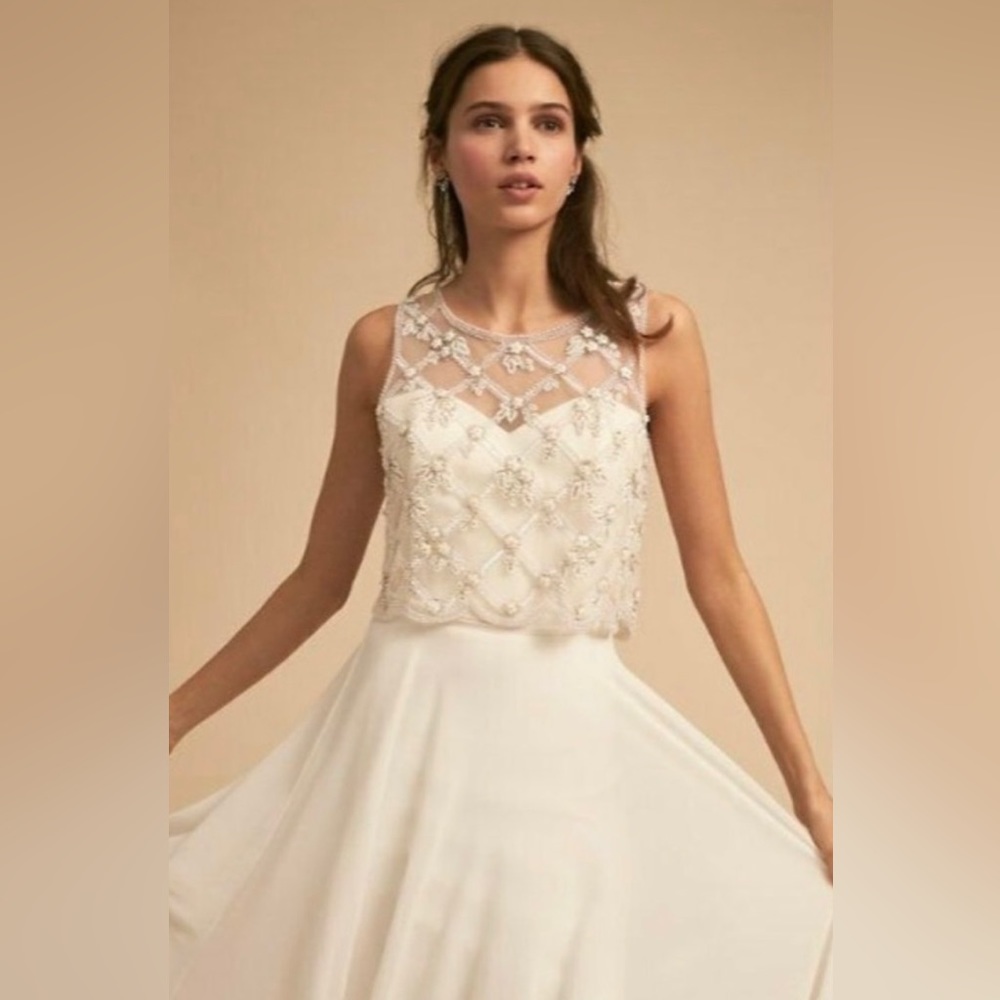 BHLDN Moyna Embellished Bridal Topper Beaded Top Size S NWT